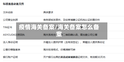 疫情海关备案/海关备案怎么备案